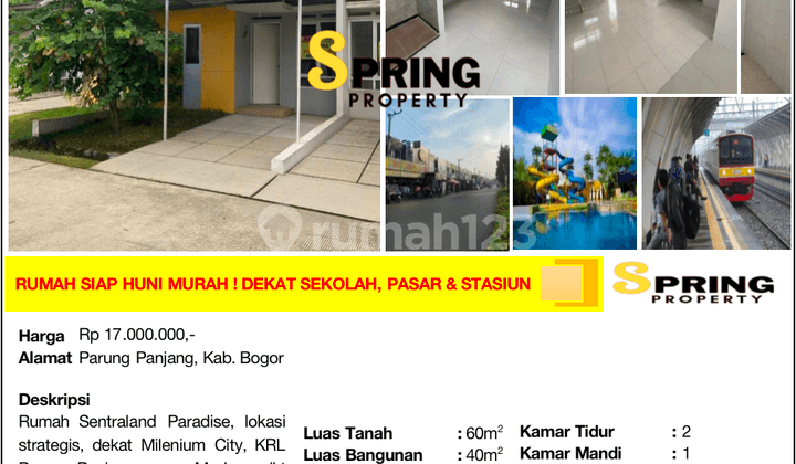 Rumah Murah di Sentraland Paradise Stasiun Parung Panjang Bogor