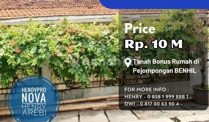 Jual Tanah Bonus Rumah di Pejompongan Benhil, Jakpus