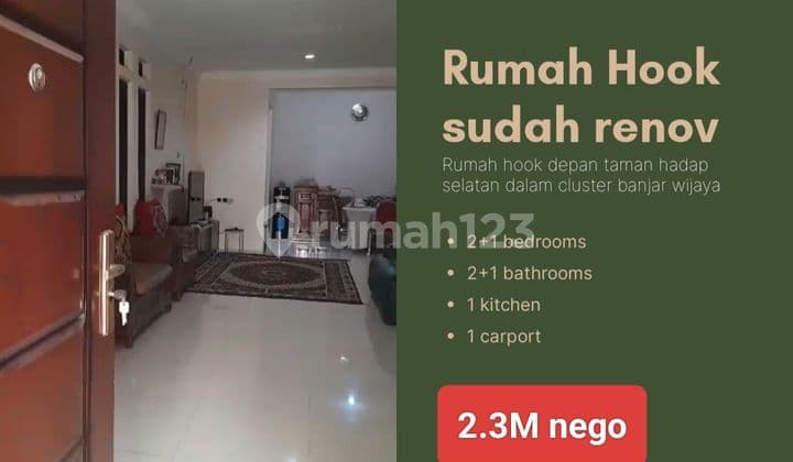 Rumah Hook 2 Lantai Sudah Renovasi Di Dalam Cluster Banjarwijaya