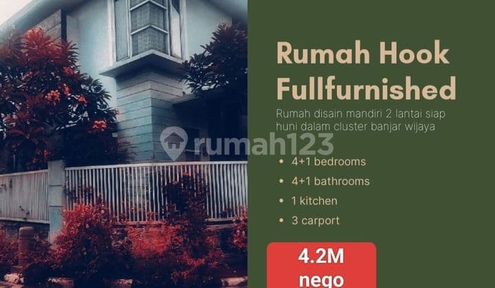 Rumah hook 2 Lantai furnished di Cluster Cemara banjar wijaya