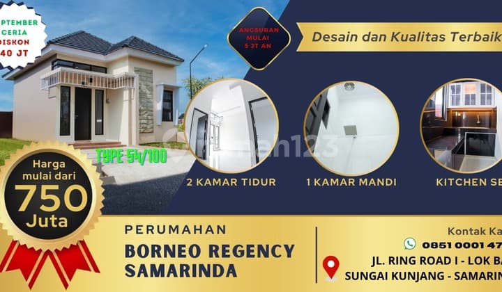 Rumah Minimalis Siap Huni Perumahan Borneo Regency Samarinda Diskon 50 Juta