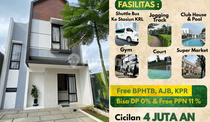 Rumah 2 Lantai Cicilan 4 Jutaan High Ceiling di Dalam Kawasan Hijau 210 Hektar Dekat Tol & Stasiun KRL Serpong Bsd