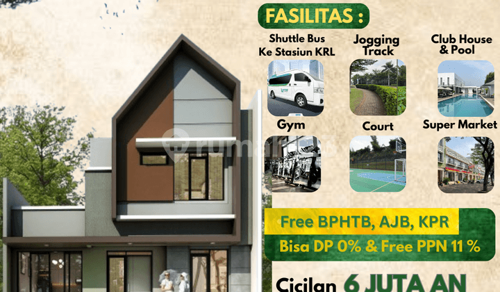 Rumah Ready Unit Lebar 9 Meter di Dalam Kawasan Hijau 210 Hektar Dekat Tol & Stasiun KRL Serpong BSD