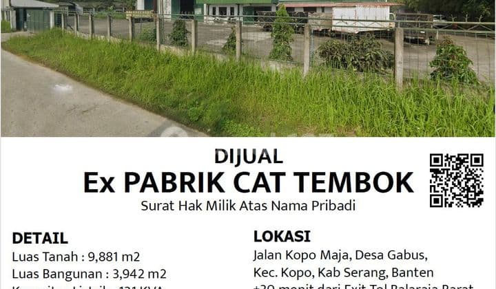 Pabrik Ex Pabrik Cat Tembok 9881m SHM di Serang, Banten