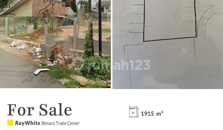 Kavling besar bentuk kotak di Jl. Raya di Cirendeu dekat St MRT Lebak bulus