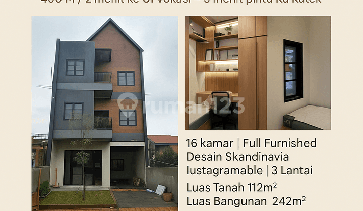 Jual Kost Dekat Ui Depok 16 Kamar Income 300jtan/th 3 Menit Kutek