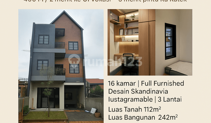 Jual Kost Dekat Ui Depok 16 Kamar Income 300jtan/th 3 Menit Kutek