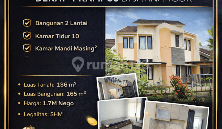 Jual Kos Kosan Jatinangor Dekat 4 Kampus 10 Kamar LT 136M² SHM