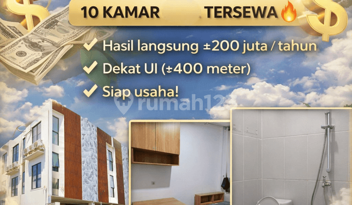 Jual Rumah Kost Ui Aktif 10 Kamar 400 Meter ke Pintu Kukel