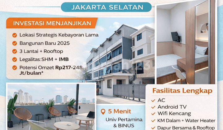 Dijual Kos Kosan Kebayoran Lama 62 Kamar Full Occupancy