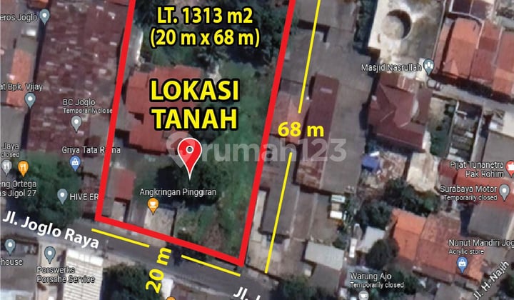 Tanah Strategis Di Daerah Super Ramai Joglo Raya Cocok Bisnis.