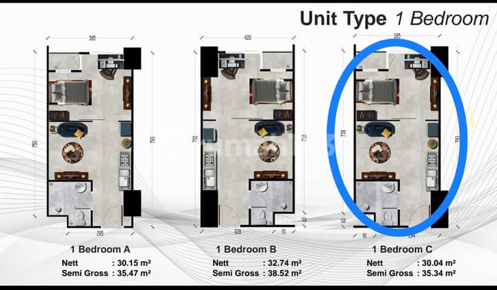 Turun Harga!! Condo Silk Town 1Br Shmrs Unfurnished Strategis
