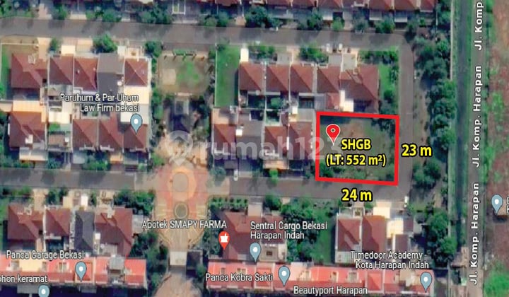 Strategic 552m2 Hoek Land for Sale, Harapan Indah, Bekasi