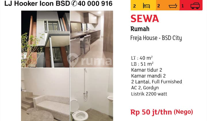 Disewakan Rumah Di Cluster Freja BSD