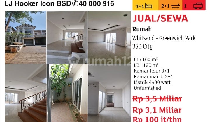 Rumah di BSD Green Wich Butuh Minim Renovasi SHM