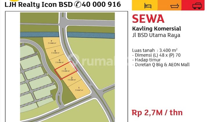 Kavling Komersial Di Bsd 3400.m2