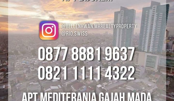 ** Apartemen Mediterania Gajah Mada Residence 3 Kamar Tidur**