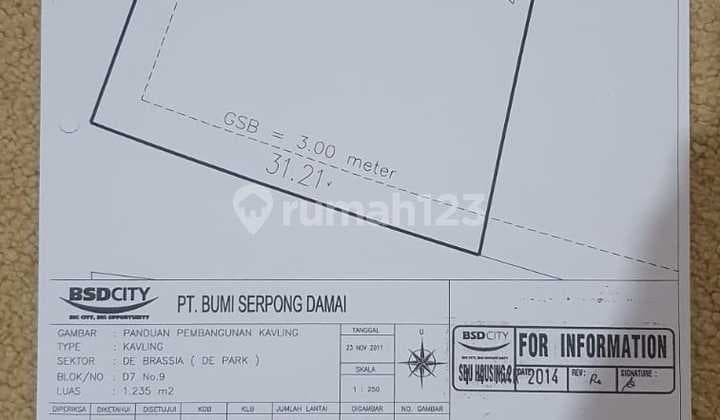For sale land near Park Clister Brassia BSD Tangerang