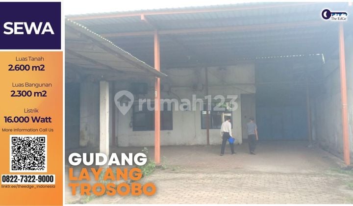 Warehouse 2,300 m² in Trosobo Sidoarjo | Certificate of Ownership | 16,000 VA Power | South Facing
