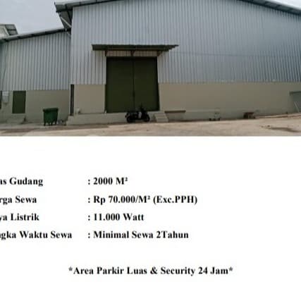 Gudang Pesing Poglar Uk2000m2 Parkir Luas Pln11000W Min Sewa 2 Th