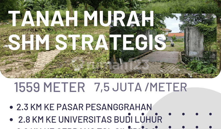 Tanah Murah Dijual di Petukangan Selatan,shm,3 Km Ke Gerbang Tol