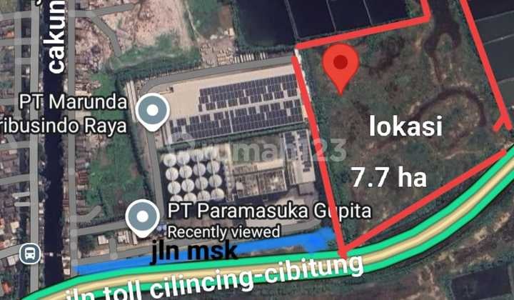 Kavling Industri Samping Toll Cilincing-Cibitung,Sebelahan Pabrik Pt. Parama Suka Wing Goup,Akses Mudah Vitoll Jorr