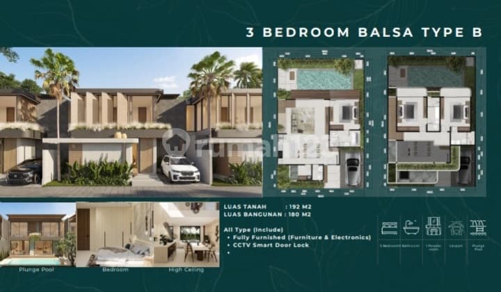 Dijual Rumah Baru 3 Br Ada Plunge. Pool Dan.rooftop Diarea Wisata Bali Kuta Selatan.