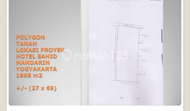 Tanah kavling untuk hotel siap bangun di Malioboro