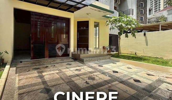 Rumah Brand New Renovated Siap Huni Lingkungan Tenang Asri Depan Taman Dalam Komplek One Gate System di Cinere