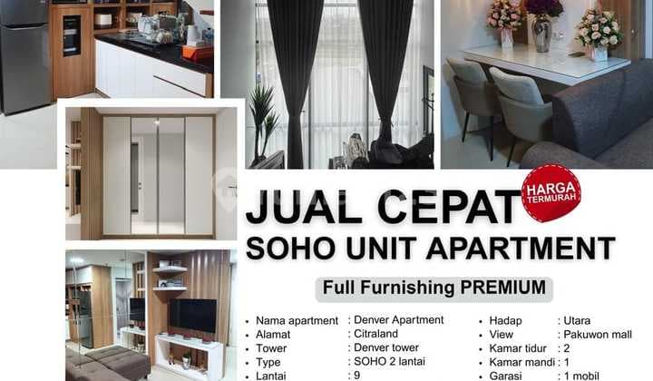 Cheap Sale Denver Soho 2 Floors Univ Ciputra Furnished Good