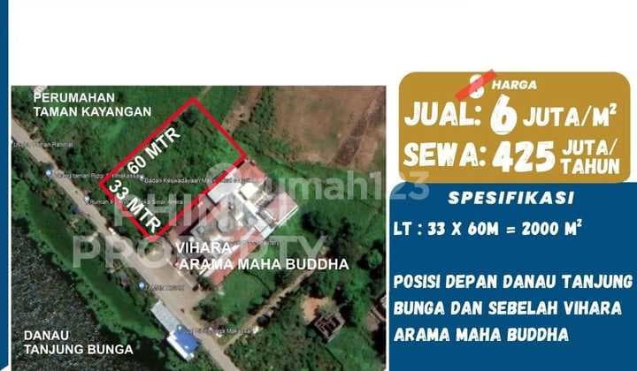 Dijual Tanah Kavling Besar di Jalan Danau Tanjung Bunga