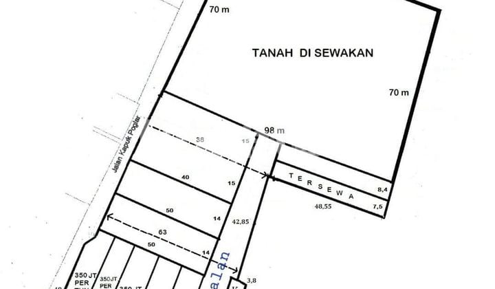Tanah Kosong Peternakan Kapuk Angke 500m2 siap Pakai Nego
