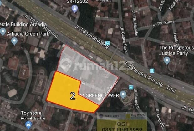 (idr 795 M) Tanah Kavling Jakarta Selatan Lt 1,8 Ha Smping Hotel Aston