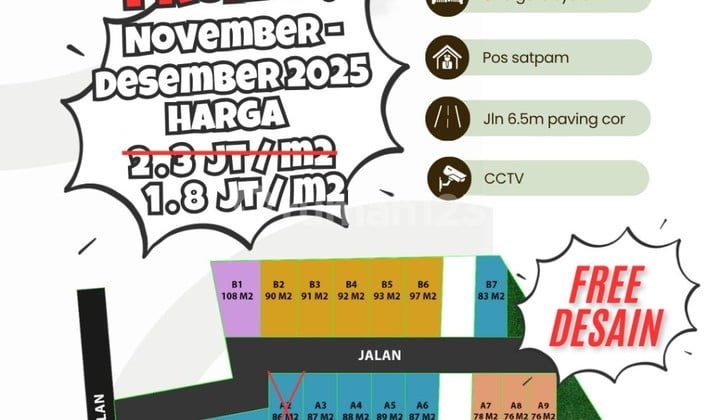 Jual Tanah Kavling Cuma 1.8Jt/M2 Luas 79M2 di Nglinggi Klaten Selatan Legalitas SHM Siap Balik Nama