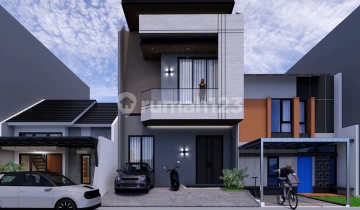 Rumah 3 lantai 4+1 kamar bangunan mandiri di Alam Sutera