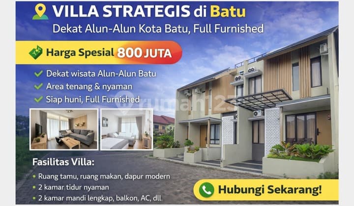 Villa Mewah Strategis Wisata 3 Menit Dari Alun Alun Kota Batu