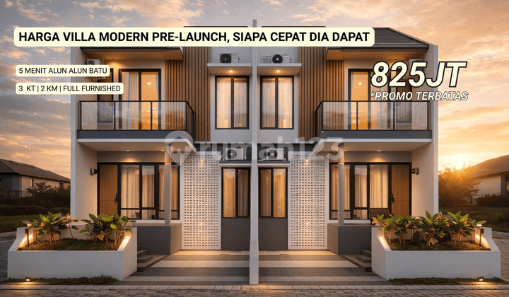 Villa Modern Harga Terjangkau Area Pusat Kota Wisata Batu