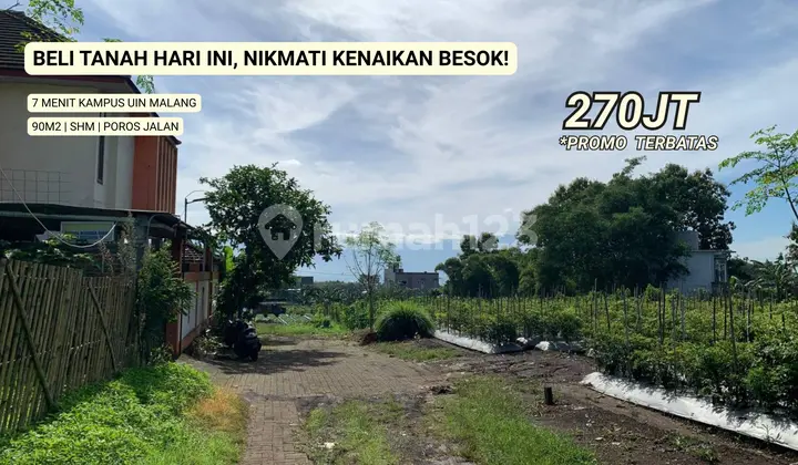 Tanah Strategis Area Merjosari Cocok Buat Kost Anak Kuliahan