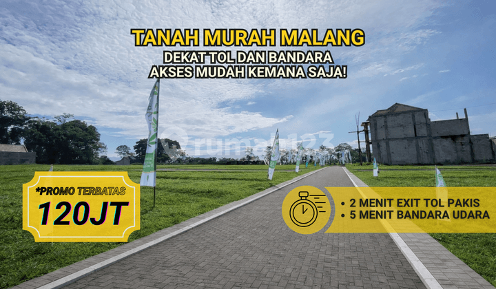 Tanah Strategis Dekat Pintu Tol dan Bandara Udara di Malang