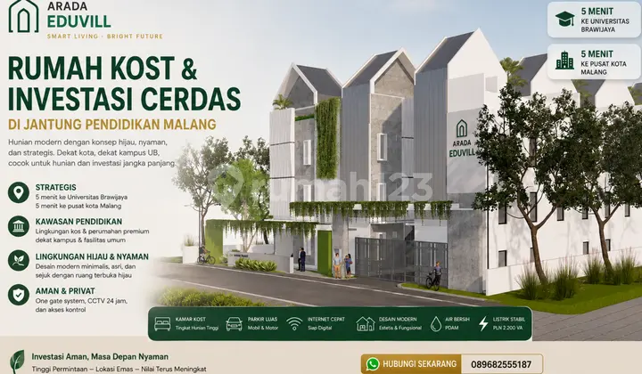 Rumah Kost Full Furnished 1,2 M 10 Kamar Dekat Ub Malang