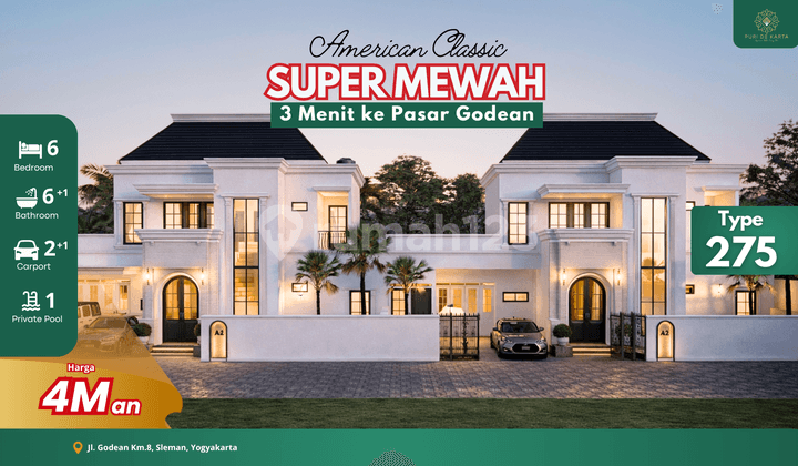 Dijual Rumah Super Mewah Godean SHM dengan Kolam Renang Pribadi