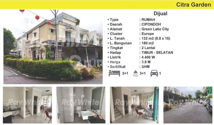 Rumah Siap Huni Green Lake City Hook Depan Danau