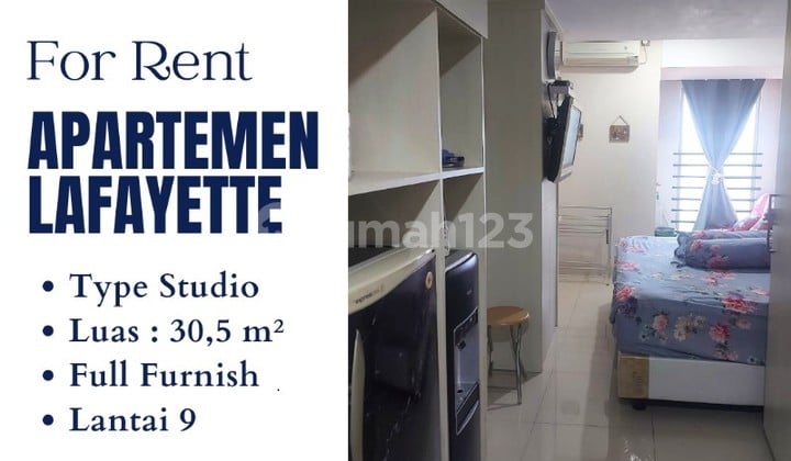 DISEWAKAN APARTEMEN LAFAYETTE LT 9 TYPE STUDIO FULL FURNISH