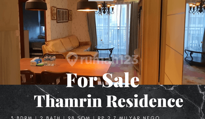 For Sale Apartment Thamrin Residence 3 BR Furnished Bagus Tower C