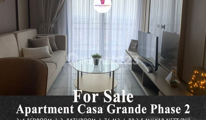 Jual Apartemen Casa Grande 2+1 Bedroom Lantai Tinggi Furnished