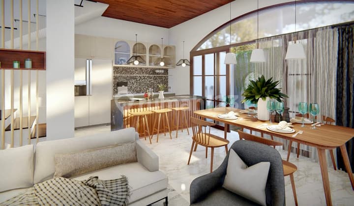 Villa Santorini Dengan View Sawah Dekat Ke Canggu