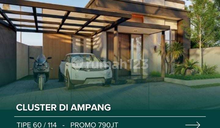 Rumah Dijual Cluster Lokasi Strategis 25m dari Jln Raya Ampang 2 Kamar Tipe 60 Pusat Kota