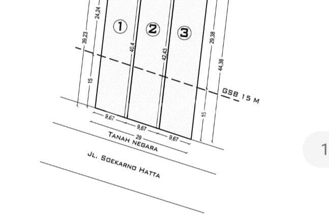 Dijual Tanah kavling di Mainroad soekarno hatta 1182 m²