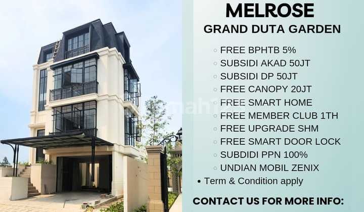 Dijual Rumah Brand New Duta Garden Baru Melrose Tangerang