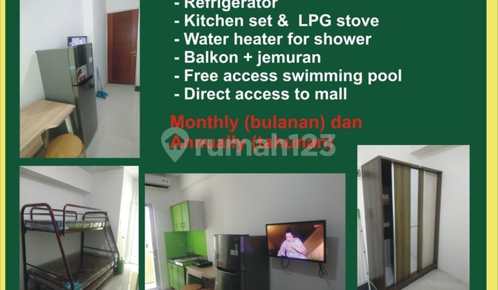 For Rent: Gunawangsa Tidar Apartment, Studio Type, 16th Floor, Tower A, Fully Furnished.